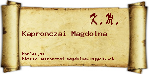 Kapronczai Magdolna névjegykártya